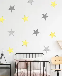 Samolepky na zeď Dětské samolepky na zeď - Žluté a šedé samolepicí hvězdy