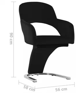 Židle Jídelní židle 4 ks samet / chrom Dekorhome Černá