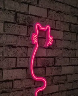 Nástěnné dekorace Nástěnná dekorace s LED osvětlením CAT růžová