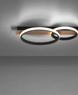 LED stropní svítidla LEUCHTEN DIREKT is JUST LIGHT LED moderní stropní svítidlo s dřevěným dekorem, 53 x 30 cm, 3000K