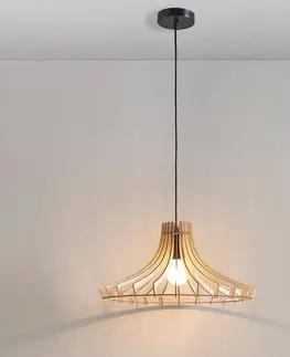 Závěsná světla Lindby Dřevěné závěsné světlo Bela, Ø 47 cm