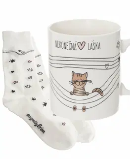Hrnky a šálky Orion Dárkový hrnek s ponožkami Nekonečná láska kočka 350 ml