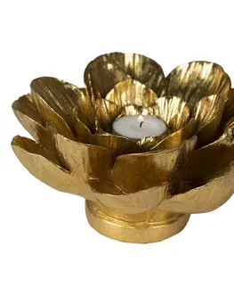 Svícny Zlatý svícen na čajovou svíčku ve tvaru květu Flower Gold - 19*19*10 cm Clayre & Eef 6PR3723