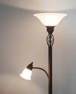Stojací lampy Lucande Stojací lampa Dunja s lampičkou na čtení
