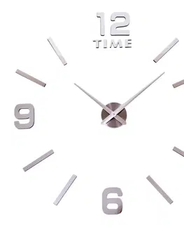 Hodiny TZB Designové nástěnné hodiny Diy BAST 3D stříbrné