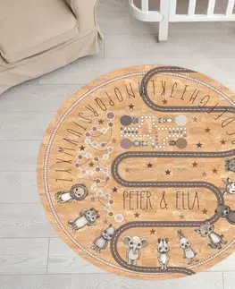 Korkové koberce Korkový koberec pro děti - Zvířátka v zemitých odstínech