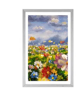 Květiny Plakát s paspartou olejomalba divoké květiny