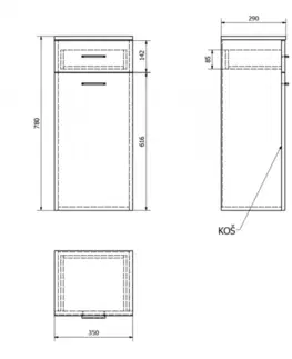 Koupelnový nábytek AQUALINE ZOJA/KERAMIA FRESH skříňka spodní s košem 35x78x29cm, bílá 50261