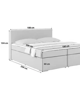 Americké postele Postel Boxspring Nero Pl: 180/200cm, Světlemodrá