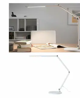 Stolní lampy do kanceláře PAULMANN LED stolní lampa na psací stůl FlexBar bílá 10,6W WhiteSwitch 3.000K 789.11