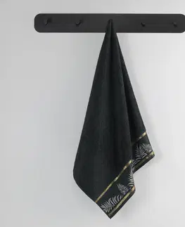 Ručníky Bavlněný ručník AmeliaHome Pavos černý, velikost 70x140