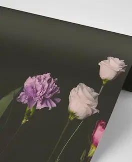 Samolepící tapety Samolepící fototapeta elegantní květiny na tmavém pozadí