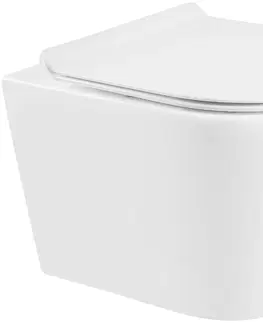 Záchody MEXEN/S Rico Závěsná WC mísa Rimless včetně sedátka s slow-slim, Duroplast, bílá 30720100