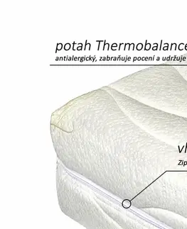 Matrace Tvrdší zdravotní matrace Biotherm XXL,  2x kokos, 160 kg, studená pěna, 90 x 200 cm