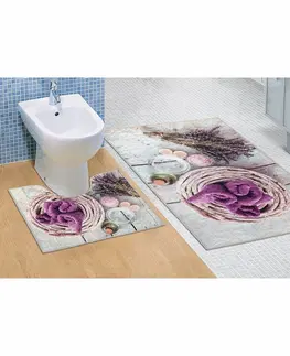Koberce a koberečky Bellatex Koupelnová sada 3D tisk Levandule, 60 x 100 cm, 60 x 50 cm