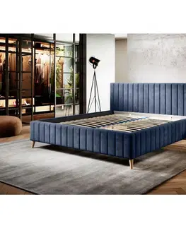 Čalouněné postele Postel S Roštem Tamina 160x200, Modrá
