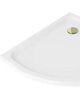 Sprchové vaničky Sprchová vanička MEXEN FLAT se zlatým sifonem 90 x 90 cm bílá