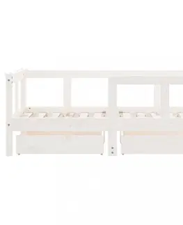 Dětské pokoje Dětská postel se zásuvkami bílá 70x140 cm masivní borové dřevo