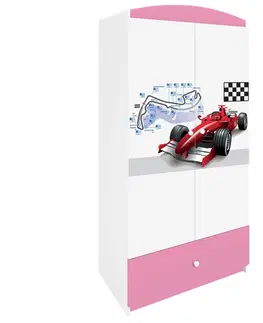 Dětský nábytek Kocot kids Dětská skříň Babydreams 90 cm závodní auto růžová