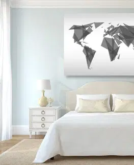 Obrazy mapy Obraz geometrická mapa světa v černobílém provedení
