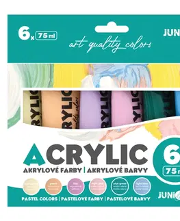 Hračky JUNIOR - Akrylové barvy 75 ml - 6 ks sada Pastel