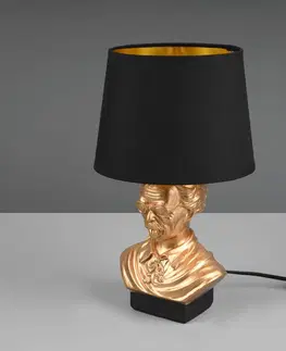 Stolní lampy Reality Leuchten Stolní lampa Albert ve tvaru bysty, černá/zlatá