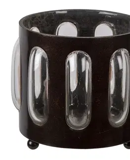 Svícny Kovovo skleněný svícen Bubble na čajovou svíčku - Ø 11*13 cm Clayre & Eef 6Y4627