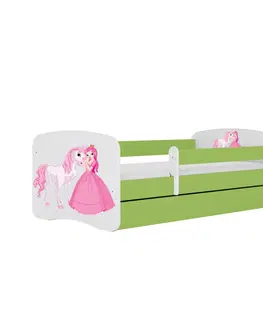 Dětské postýlky Kocot kids Dětská postel Babydreams princezna a poník zelená, varianta 80x160, se šuplíky, s matrací
