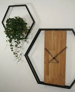 Nástěnné hodiny Stylové hodiny vyrobené ze dřeva a kovu 50 cm