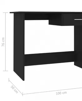 Pracovní stoly Psací stůl se zásuvkou 100x50 cm Dekorhome Černá lesk