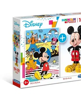 Hračky puzzle CLEMENTONI - puzzle Disney Mickey 104 + 3D