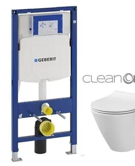 Záchody GEBERIT Duofix bez tlačítka + WC CERSANIT CLEANON CITY 111.300.00.5 CI1