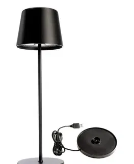 LED stolní lampy Light Impressions Deko-Light nabíjecí svítidlo - sada Canis černá + nabíjecí základna 620200