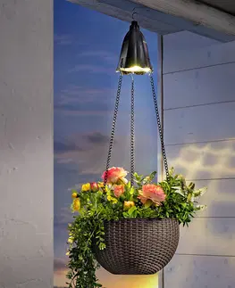Dekorace na balkon a zahradu Závěsný květináč se solárním osvětlením