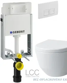 WC sedátka Geberit KOMBIFIX Basic tlačítko DELTA 50 Bílé WC LAUFEN PRO LCC RIMLESS + SEDÁTKO 110.100.00.1 50BI LP2