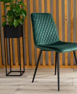 Jídelní sety Jídelní židle IRYS VELVET Signal Tmavě zelená