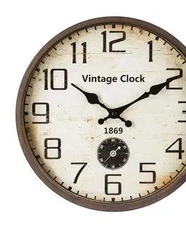 Hodiny DekorStyle Nástěnné hodiny Lanie vintage hnědá