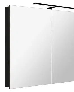 Koupelnová zrcadla SAPHO GRETA galerka s LED osvětlením, 101x70x14cm, černá mat GT105-0035
