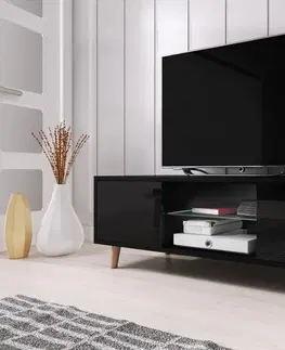 TV stolky Vivaldi TV stolek Sweden 140 cm černý mat/černý lesk