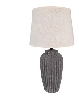 Lampy Šedá stolní lampa s keramickou nohou Tioné - Ø24*45 cm E27/max 1*60W Clayre & Eef 6LMC0075