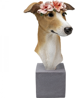 Sošky psů KARE Design Soška pes Greyhound s květinami 47cm