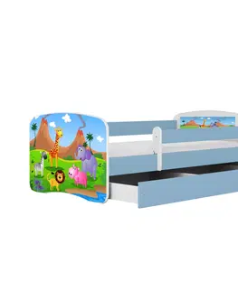 Dětské postýlky Kocot kids Dětská postel Babydreams safari modrá, varianta 80x180, se šuplíky, bez matrace