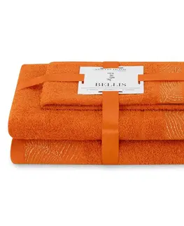Ručníky AmeliaHome Sada 3 ks ručníků BELLIS klasický styl oranžová, velikost 50x90+70x130
