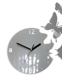 Nalepovací hodiny ModernClock 3D nalepovací hodiny Butterfly šedé