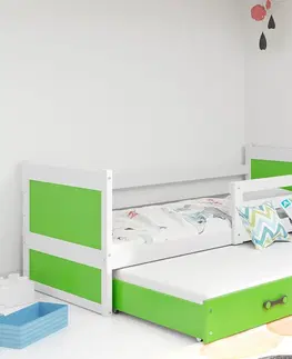 Postele BMS Dětská postel s přistýlkou RICO 2 | bílá 80x190 cm Barva: Zelená