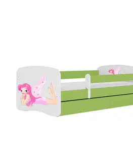 Dětské postýlky Kocot kids Dětská postel Babydreams víla s křídly zelená, varianta 70x140, bez šuplíků, s matrací