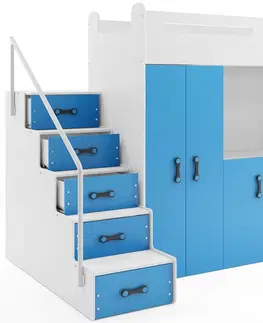 Postele BMS Dětská patrová postel se stolkem MAX 4 Barva: Modrá