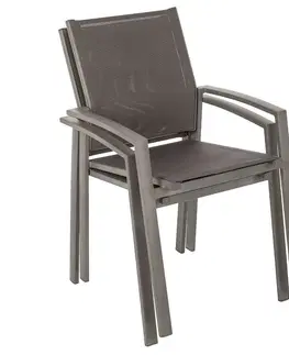 Zahradní židle a křesla DEOKORK Hliníkové křeslo s textílií BERGAMO (šedo-hnědé)