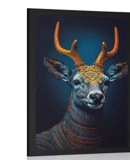 Vládci živočišné říše Plakát modro-zlatý jelen
