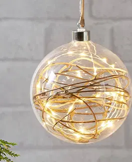 Vánoční osvětlení do oken STAR TRADING Glow LED dekorační koule čirá, ratan Ø 15 cm